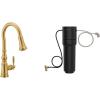 imageMoen Weymouth Brushed Gold Traditional Shepherds Hook Pulldown Kitchen Faucet Featuring Pull Down Spray Head with Power Boost S73004BGBrushed Gold