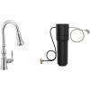 imageMoen Weymouth Brushed Gold Traditional Shepherds Hook Pulldown Kitchen Faucet Featuring Pull Down Spray Head with Power Boost S73004BGChrome