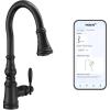 imageMoen Weymouth Brushed Gold Traditional Shepherds Hook Pulldown Kitchen Faucet Featuring Pull Down Spray Head with Power Boost S73004BGMatte Black