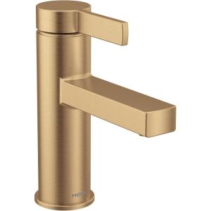 imageMoen Beric Matte Black Modern OneHandle Single Hole Bathroom Faucet with Drain Assembly and Optional Deckplate for Your Bath Sink 84774BLBronzed Gold