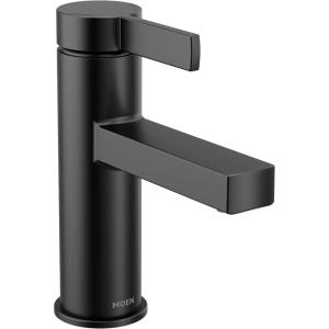 imageMoen Beric Matte Black Modern OneHandle Single Hole Bathroom Faucet with Drain Assembly and Optional Deckplate for Your Bath Sink 84774BLMatte Black