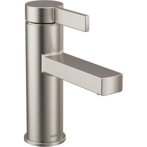 imageMoen Beric Matte Black Modern OneHandle Single Hole Bathroom Faucet with Drain Assembly and Optional Deckplate for Your Bath Sink 84774BLSpot Resist Nickel