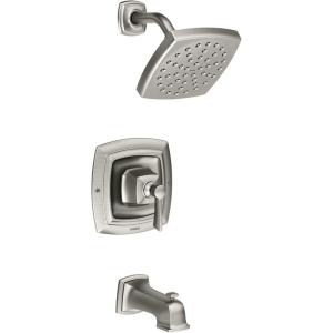 imageMoen Conway Spot Resist Brushed Nickel Bathroom Shower Trim Kit with Square Showerhead Handle Tub Spout and PosiTemp Valve Included 82922SRNSpot Resist Brushed Nickel