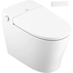 imageMoen 5Series White Tankless Bidet One Piece Elongated Bidet Toilet with UV Sterilization and HandsFree Functionality ET2200ET900