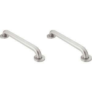 imageMoen Bathroom Safety 12Inch Stainless Steel Shower Grab Bar Shower Handle for Elderly or Handicap 891212 Inch Pack of 2