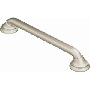 imageMoen LR8716D3GBN Bathroom Safety 16Inch Designer Bathroom Grab Bar with Curled Grip Brushed NickelBrushed Nickel