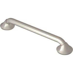 imageMoen YG2812BN Bathroom Safety 12Inch Stainless Steel Transitional Bathroom Grab Bar Brushed NickelBrushed Nickel