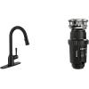imageMoen 87233 Adler Chrome OneHandle High Arc Kitchen Sink Faucet with Pull Down Sprayer Bundle with Moen GXP33C Lite Series PRO Black 13 HP Continuous Feed Garbage Disposal13 HP