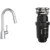 imageMoen 87233 Adler Chrome OneHandle High Arc Kitchen Sink Faucet with Pull Down Sprayer Bundle with Moen GXP33C Lite Series PRO Black 13 HP Continuous Feed Garbage Disposal13 HP