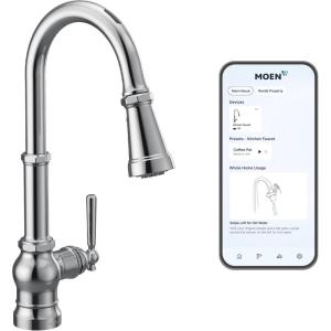 imageMoen Paterson Chrome Water Filtration OneHandle High Arc Pulldown Kitchen Faucet Water Filter for Sink Faucet Sold Separately FS72003Chrome