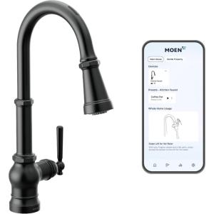 imageMoen Paterson Chrome Water Filtration OneHandle High Arc Pulldown Kitchen Faucet Water Filter for Sink Faucet Sold Separately FS72003Matte Black