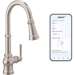 imageMoen Paterson Chrome Water Filtration OneHandle High Arc Pulldown Kitchen Faucet Water Filter for Sink Faucet Sold Separately FS72003Spot Resist Stainless