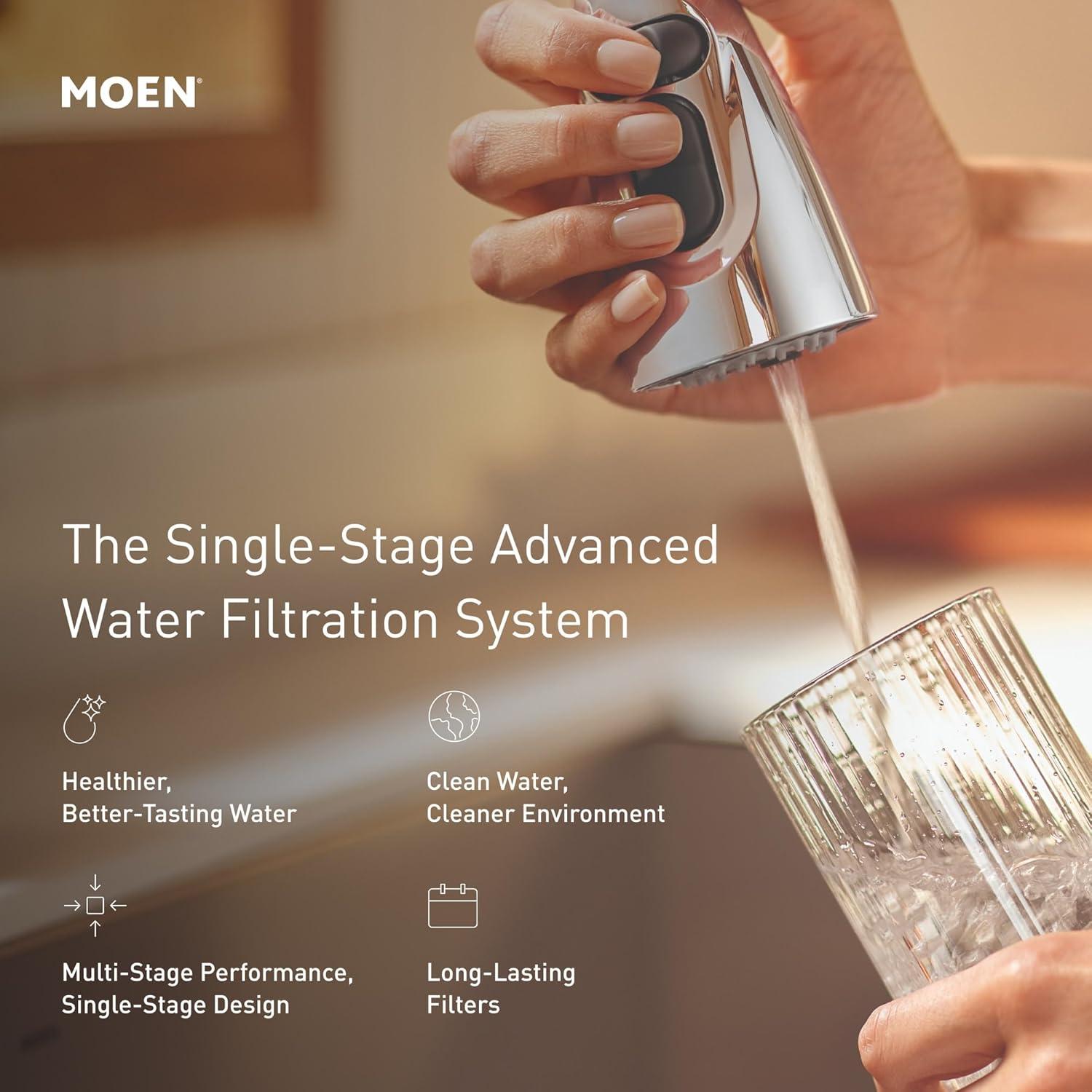 imageMoen Black Single Stage Under Sink Advanced Water Filtration System Standard Carbon Replacement Filter for F9800 F9810