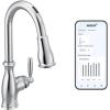 imageMoen Brantford Chrome Smart Faucet Touchless Pull Down Sprayer Kitchen Faucet with Voice Control and Power Boost 7185EVCChrome
