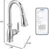 imageMoen Brantford Chrome Smart Faucet Touchless Pull Down Sprayer Kitchen Faucet with Voice Control and Power Boost 7185EVCChrome