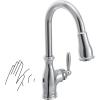 imageMoen Brantford Chrome Smart Faucet Touchless Pull Down Sprayer Kitchen Faucet with Voice Control and Power Boost 7185EVCChrome