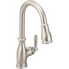 imageMoen Brantford Chrome Smart Faucet Touchless Pull Down Sprayer Kitchen Faucet with Voice Control and Power Boost 7185EVCSpot Resist Stainless