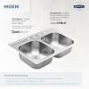 imageMoen GS18442 1800 Series 165inch 18 Gauge Undermount Single Bowl Stainless Steel Kitchen or Bar Sink