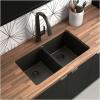 imageMoen Host White Granite 33Inch Wide x 95Inch Deep Undermount Double Bowl Kitchen Sink GGW4012BWhite