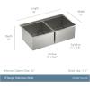 imageMoen Luxe Chef 18Gauge Stainless Steel Undermount 33quot x 19quot Double Bowl Workstation Kitchen Sink Includes Cutting Board Flexible Drying Rack Colander Bottom Sink Grid and Drain GS182040BUXUndermount