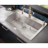 imageMoen Luxe Chef 18Gauge Stainless Steel Undermount 33quot x 19quot Double Bowl Workstation Kitchen Sink Includes Cutting Board Flexible Drying Rack Colander Bottom Sink Grid and Drain GS182040BUXDual Mount