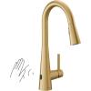 imageMoen Sleek Spot Resist Stainless Motionsense Wave Sensor Touchless OneHandle High Arc Pulldown Modern Kitchen Faucet Featuring Power Clean 7864EWSRSBrushed Gold