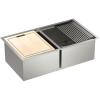 imageMoen Luxe Chef 18Gauge Stainless Steel Undermount 33quot x 19quot Double Bowl Workstation Kitchen Sink Includes Cutting Board Flexible Drying Rack Colander Bottom Sink Grid and Drain GS182040BUXUndermount