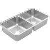 imageMoen Prep 20Gauge Stainless Steel Undermount 3238quot x 1813quot x 7quot Double Bowl Kitchen Sink GS20264
