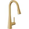 imageMoen Sleek Spot Resist Stainless Motionsense Wave Sensor Touchless OneHandle High Arc Pulldown Modern Kitchen Faucet Featuring Power Clean 7864EWSRSBrushed Gold