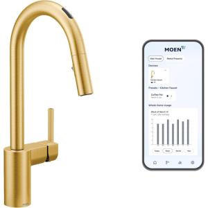 imageMoen Align Brushed Gold 3in1 Water Filtration PreRinse Spring Pull Down Kitchen Faucet Water Filter for Sink Faucet Sold Separately F5923BGBrushed Gold