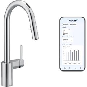 imageMoen Align Brushed Gold 3in1 Water Filtration PreRinse Spring Pull Down Kitchen Faucet Water Filter for Sink Faucet Sold Separately F5923BGChrome