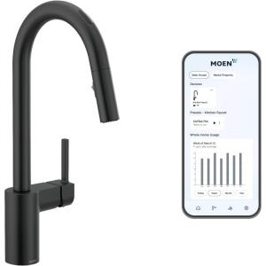 imageMoen Align Brushed Gold 3in1 Water Filtration PreRinse Spring Pull Down Kitchen Faucet Water Filter for Sink Faucet Sold Separately F5923BGMatte Black