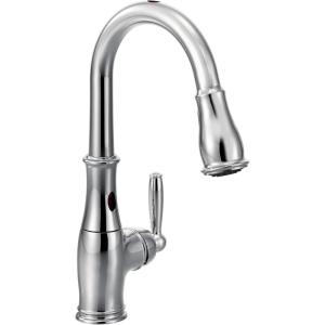 imageMoen Brantford Chrome Smart Faucet Touchless Pull Down Sprayer Kitchen Faucet with Voice Control and Power Boost 7185EVCChrome