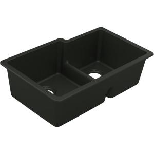 imageMoen Host White Granite 33Inch Wide x 95Inch Deep Undermount Double Bowl Kitchen Sink GGW4012BMatte Black