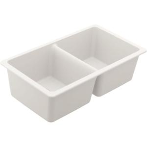 imageMoen Host White Granite 33Inch Wide x 95Inch Deep Undermount Double Bowl Kitchen Sink GGW4012BWhite