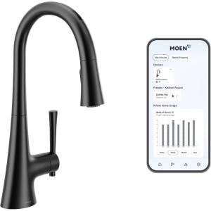 imageMoen Kurv Chrome 3in1 Water Filtration Pull Down Kitchen Faucet Water Filter for Sink Faucet Sold Separately F9126Matte Black