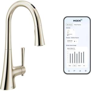 imageMoen Kurv Chrome 3in1 Water Filtration Pull Down Kitchen Faucet Water Filter for Sink Faucet Sold Separately F9126Polished Nickel