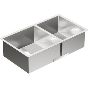 imageMoen Prep 18Gauge Stainless Steel Undermount 32quot x 18quot Double Bowl Kitchen Sink G18287
