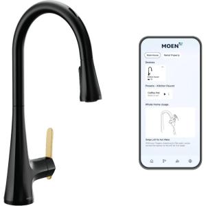 imageMoen Sinema Chrome 3in1 Water Filtration OneHandle Pulldown Kitchen Faucet FS7235 with Moen F9800 Advanced Carbon Water Filtration SystemMatte Black