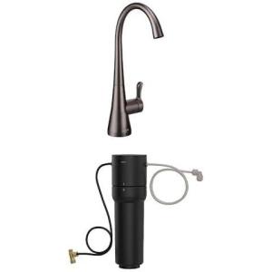 imageMoen Sip Black Stainless Beverage Faucet with High Arc Rotating Spout Plus Advanced Carbon Water Filtration System for Cleaner Drinking Water S5520BLS  F9800