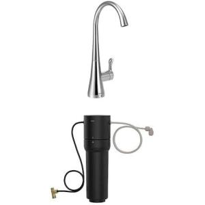 imageMoen Sip Chrome Beverage Faucet with High Arc Rotating Spout Plus Advanced Carbon Water Filtration System for Cleaner Drinking Water S5520  F9800