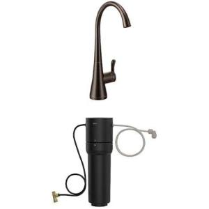 imageMoen Sip Oil Rubbed Bronze Beverage Faucet with High Arc Rotating Spout Plus Advanced Carbon Water Filtration System for Cleaner Drinking Water S5520ORB  F9800