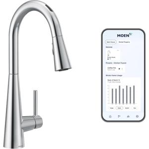 imageMoen Sleek Spot Resist Stainless Motionsense Wave Sensor Touchless OneHandle High Arc Pulldown Modern Kitchen Faucet Featuring Power Clean 7864EWSRSChrome