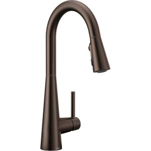 imageMoen Sleek Spot Resist Stainless Motionsense Wave Sensor Touchless OneHandle High Arc Pulldown Modern Kitchen Faucet Featuring Power Clean 7864EWSRSOil Rubbed Bronze