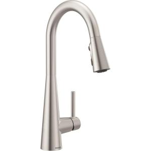 imageMoen Sleek Spot Resist Stainless Motionsense Wave Sensor Touchless OneHandle High Arc Pulldown Modern Kitchen Faucet Featuring Power Clean 7864EWSRSSpot Resist Stainless