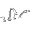 imageMOEN T944BN Eva Collection Two Handle Deck Mount Roman Tub Faucet Trim Kit with Single Function Handshower Valve Required Brushed NickelChrome