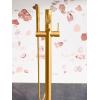 imageMoen 395BL Align OneHandle Freestanding Floor Mount Tub Filler with Handshower Matte BlackBrushed Gold
