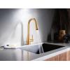 imageMoen 7864EVBG Sleek Smart Touchless Pull Down Sprayer Kitchen Faucet with Voice Control and Power Boost Includes Optional Chrome Accents Brushed Gold