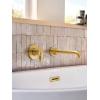 imageMoen WT6221BG CIA Single Handle Wall Mount Filler High Flow Tub Faucet with 10quot Spout Reach Brushed Gold
