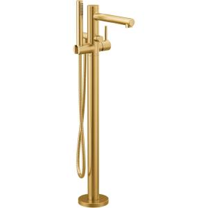imageMoen 395BL Align OneHandle Freestanding Floor Mount Tub Filler with Handshower Matte BlackBrushed Gold